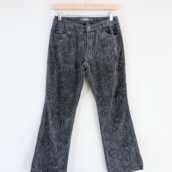 Vintage Gap Bootcut Stretch Paisley Velvet Pants 4 Whimsigoth Bohemian Low-Rise - Picture 2 of 12